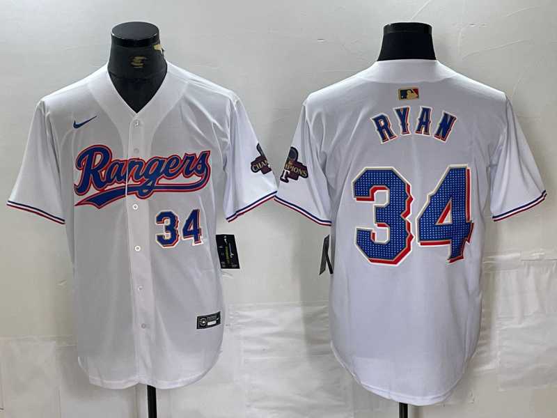 Men%27s Texas Rangers #34 Nolan Ryan Number White 2024 Gold Collection Limited Cool Base Jerseys->texas rangers->MLB Jersey
